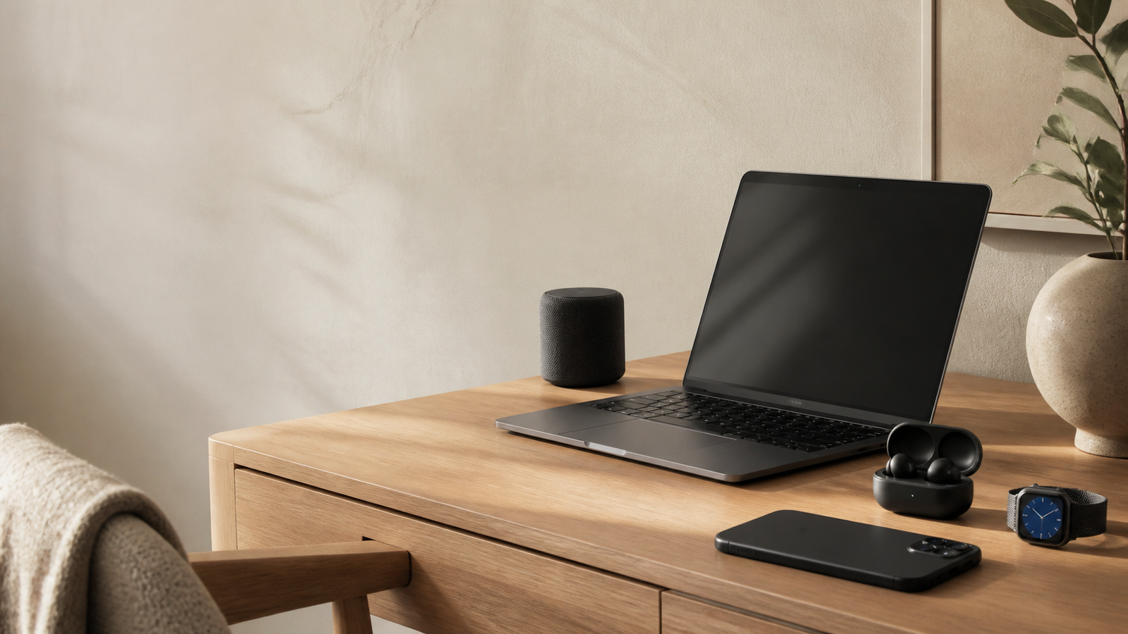 Premium technology naturally placed in a modern workspace